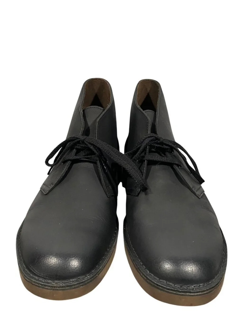 Clarks Mens Black Bushacre 2 Leather Desert Boots Size 11M Casual Lace-Up Shoes